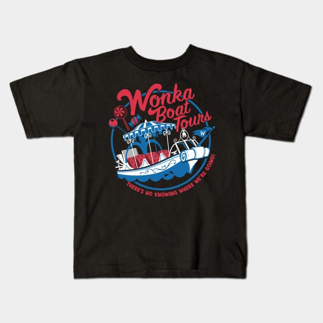 Factory Boat Tours Kids T-Shirt by DeepFriedArt